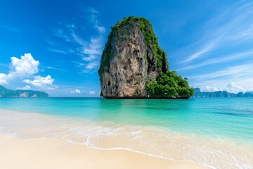 Beautiful blue ocean with a rocky shoreline