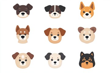 Fototapeta premium Set of dog faces with one of them being a black and white dog