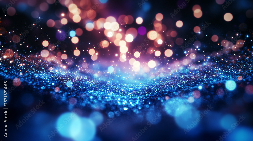 Aufkleber abstract light burst with glittering colorful particles in blue and orange. vivid and dynamic glitte