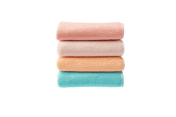 Stack of towels in different colors, isolated