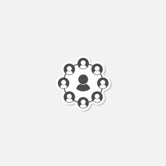 Connected social network icon sticker isolated on gray background