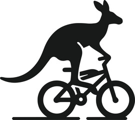 Kangaroo riding a bicycle vector silhouette