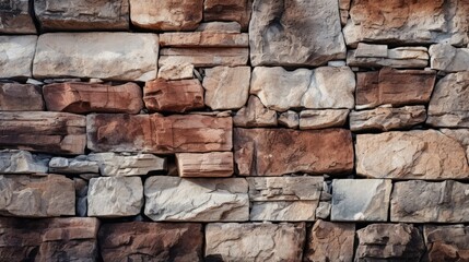 Fototapeta premium Naturalistic Brown Stone Wall Texture Background with Rough Surface