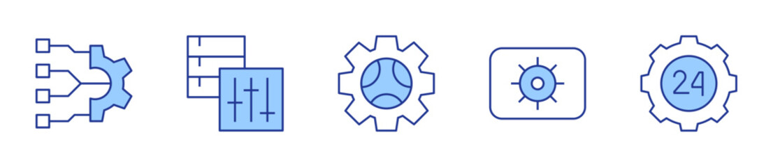 Obraz premium data, settings, system. Settings Icon vector illustration. Line Duotone style. Editable stroke