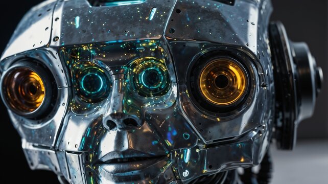 Close-Up of a Holographic Robot 786