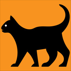 Cat life - Black cat orange background 
