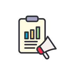 Report announcement colored icons, minimalist vector illustration ,simple transparent graphic element .Isolated on white background