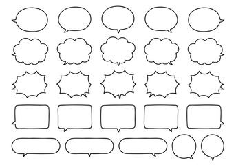 手書きのシンプルな吹き出しイラストのセット