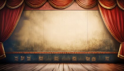 Faded theater or circus poster – old promotional sheet with space for text