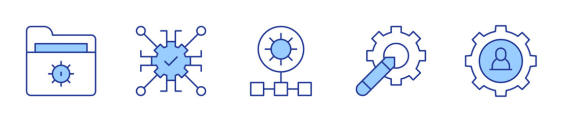 settings, automation, network, user. Settings Icon vector illustration. Line Duotone style. Editable stroke