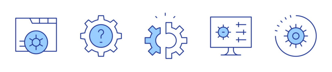 settings, disruption. Settings Icon vector illustration. Line Duotone style. Editable stroke