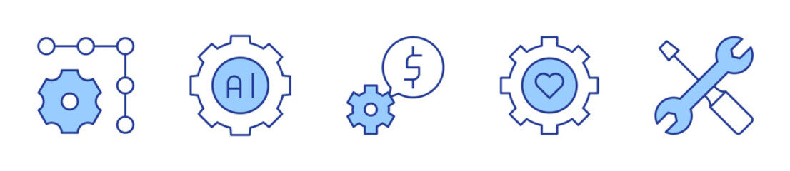 settings, tools, gear. Settings Icon vector illustration. Line Duotone style. Editable stroke