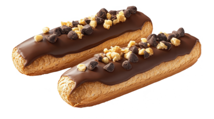 Exquisite Chocolate �?clairs: A Decadent Delight of Pastry Perfection, Creamy Filling, and Rich Chocolate Icing, Perfect for Indulging Your Sweet Cravings