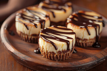 Mini Cheesecake Bites with Dark Chocolate Drizzle