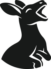 Kangaroo laughing with its head tilted back vector silhouette