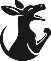 Kangaroo laughing with its head tilted back vector silhouette