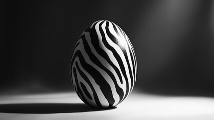 Fototapeta premium Modern black and white easter egg design for seasonal decoration and art