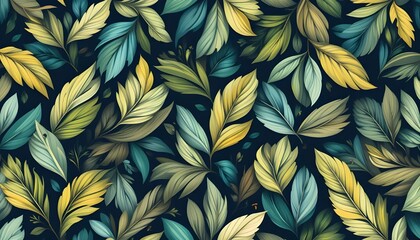 Botanical Elegance: Seamless Vector Stripe Leaves Pattern for Fabric, Wallpaper, and Scrapbooking Designs