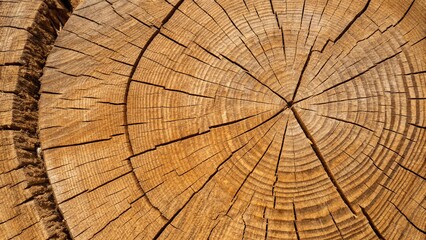 Rustic Oak Tree Cross Section with Rough Texture and Organic Patterns, Natural Wood Background for Design Projects