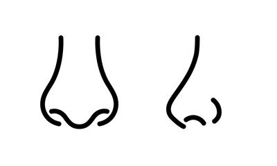 正面から見た鼻と横から見た鼻のシンプルなアイコン_Nose from the front Nose icon from the side