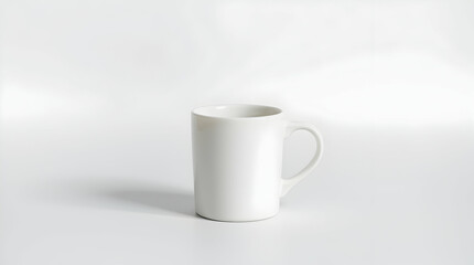 Obraz premium A white ceramic mug of hot espresso coffee sits isolated on a saucer, a perfect caffeine beverage for breakfast