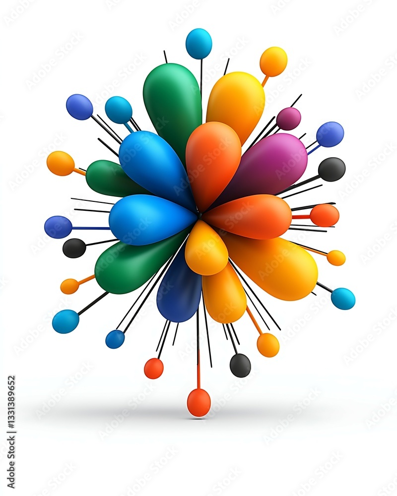 Aufkleber colorful abstract design featuring vibrant shapes radiating outward, creating a dynamic and energeti