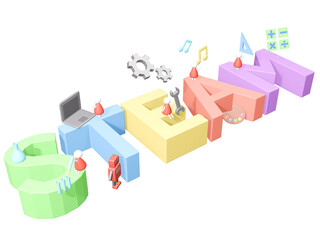 3DレンダリングのSTEAM教育のイメージイラスト