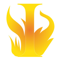 I letter fire - vector illustration of a golden crown