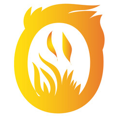 fire icon vector illustration - O letter on fire