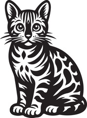Bengal cat vector in black and white