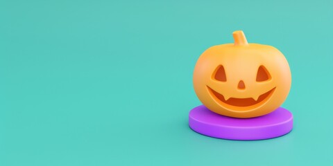 Fototapeta premium 3d pumpkin sculpture display halloween festivity digital art vibrant environment playful viewpoint