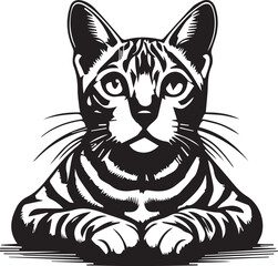 Bengal cat vector in black and white