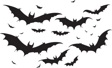 Group of Bats flying silhouette vector