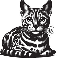 Bengal cat vector in black and white