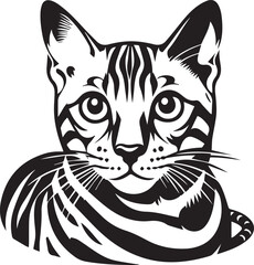 Bengal cat vector in black and white