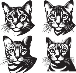 Bengal cat vector in black and white