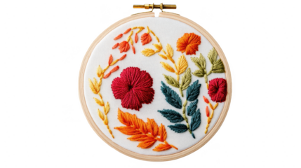 Exquisite Floral Embroidery Hoop Art: A Colorful Handmade Textile Design with Vintage Needlework, Perfect for Creative Craft and Decorative Home Interior