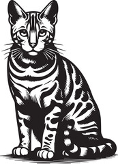Bengal cat vector in black and white