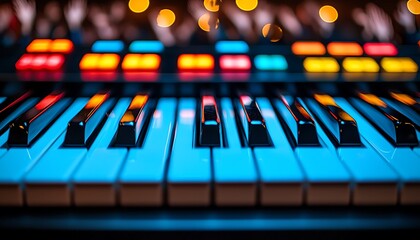 Keyboard Close-up with Bokeh Light Background