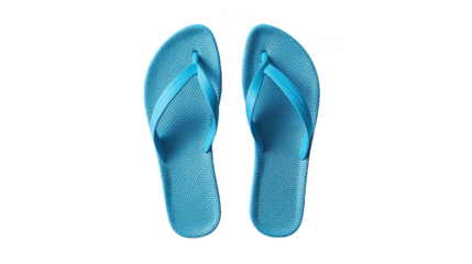 Azure Serenity: Two Blue Flip-Flops, a Coastal Dream. Embrace Summer with Stylish Beach Footwear, Perfect for Vacation, Relaxation, and Tropical Escapes.