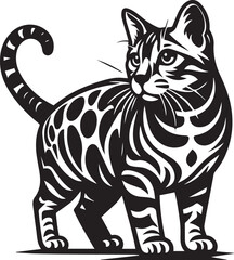 Bengal cat vector in black and white