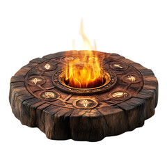 A Ceremonial Fire Altar with Burning Candle Isolated on Transparent Background