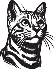 Bengal cat vector in black and white