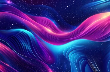 Fototapeta premium Cosmonautics day. abstract vector backgrounds of night sky with stars and nebulae in purple and blue gradients, glowing neon effects, and cosmic designs for space-themed banners, posters, and greeting