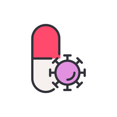 Antibiotics colored icons, minimalist vector illustration ,simple transparent graphic element .Isolated on white background