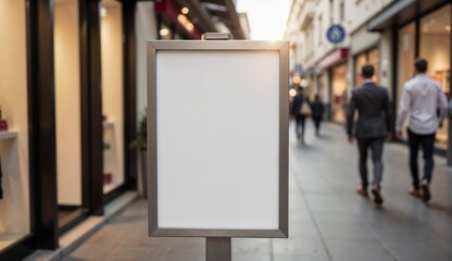 Outdoor flyer display mockup in a shopping area, modern marketing concept