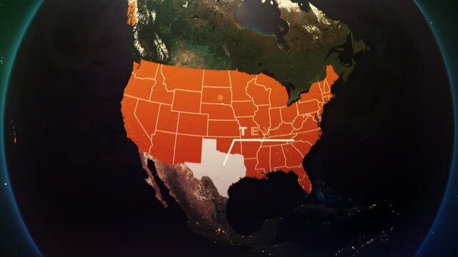 Texas US State Satellite Map Animation V1