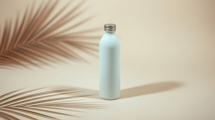 White plastic cosmetic bottle on white background for beauty and hygiene product packaging