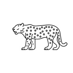 Fototapeta premium Jaguar animal line art flat vector illustration