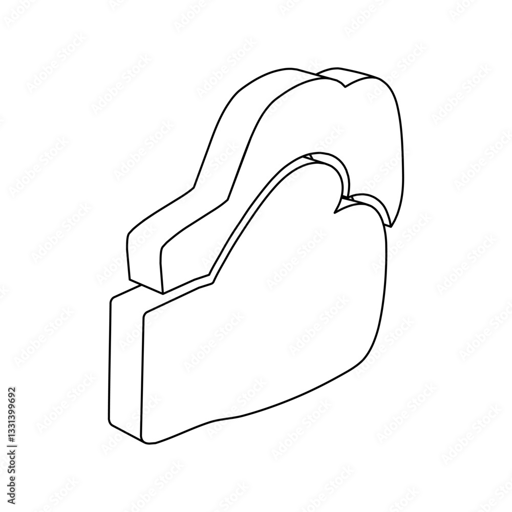 Poster the outline of a large boxing gloves symbol is made with black lines. 3d view of the object in persp
